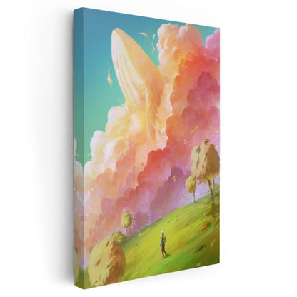 Gökyüzü Balinası - Renkli Bulutlar Arasında Hayal Dünyası Kanvas Tablo