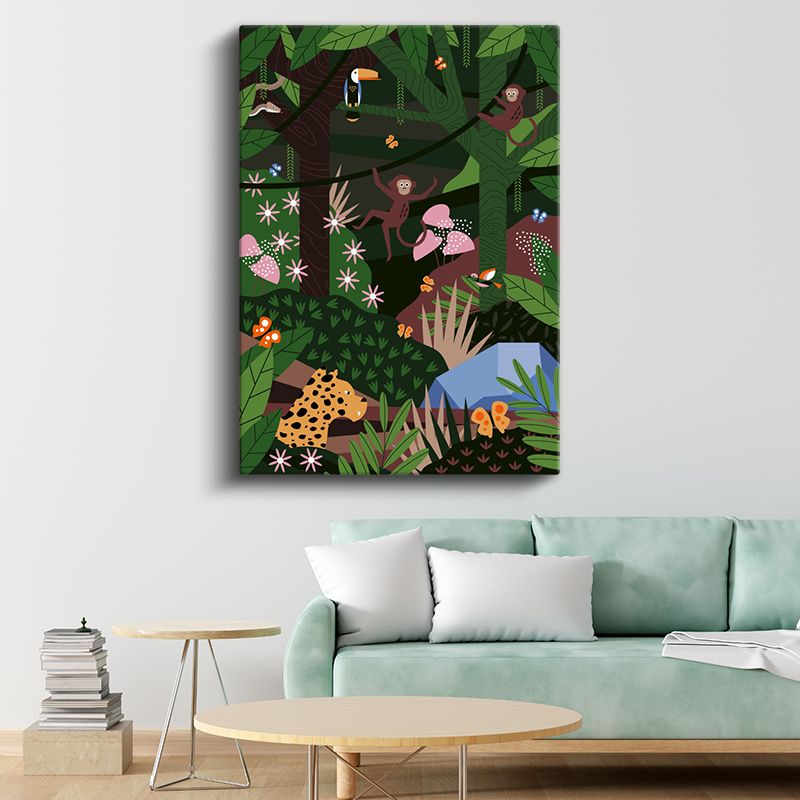 Orman Dostları - Renkli Yağmur Ormanı Macerası Kanvas Tablo