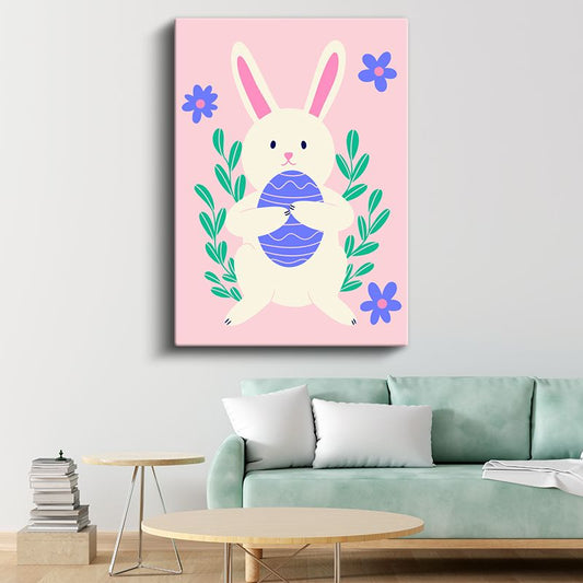 Paskalya Tavşanı - Çiçekler Arasında Sevimli Dost Kanvas Tablo