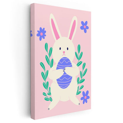 Paskalya Tavşanı - Çiçekler Arasında Sevimli Dost Kanvas Tablo