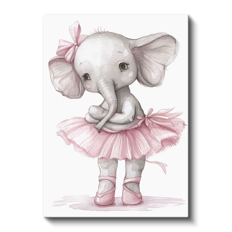 Balerin Fil - Pembe Tutu Etekli Sevimli Dansçı Kanvas Tablo
