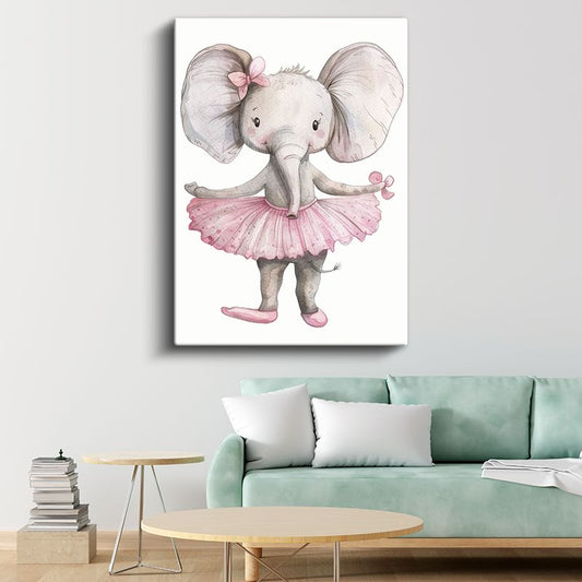Balerina Fil - Zarif Duruşlu Sevimli Dost Kanvas Tablo