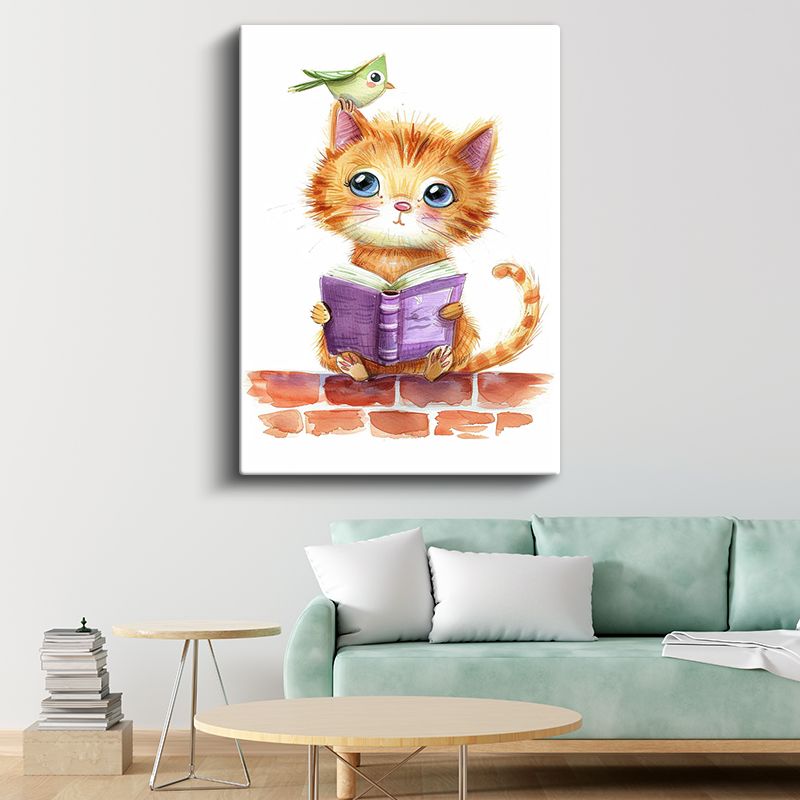 Meraklı Kedi - Mor Kitabıyla Öğrenme Zamanı Kanvas Tablo