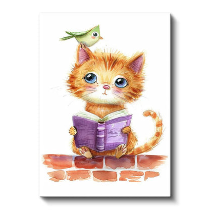 Meraklı Kedi - Mor Kitabıyla Öğrenme Zamanı Kanvas Tablo