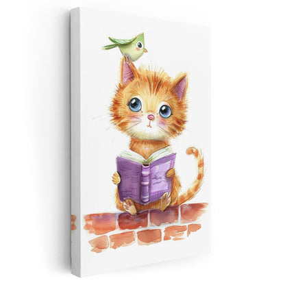 Meraklı Kedi - Mor Kitabıyla Öğrenme Zamanı Kanvas Tablo