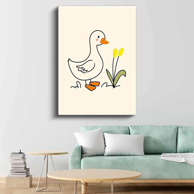 Minik Ördek - Bahar Çiçekleriyle Dostluk Kanvas Tablo