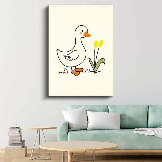 Minik Ördek - Bahar Çiçekleriyle Dostluk Kanvas Tablo