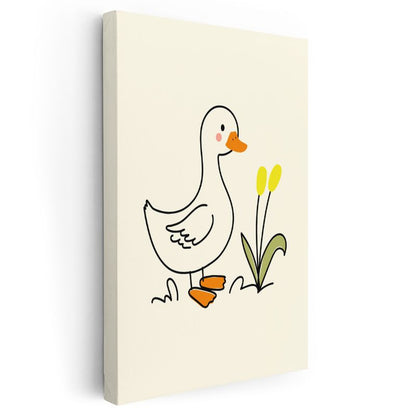Minik Ördek - Bahar Çiçekleriyle Dostluk Kanvas Tablo