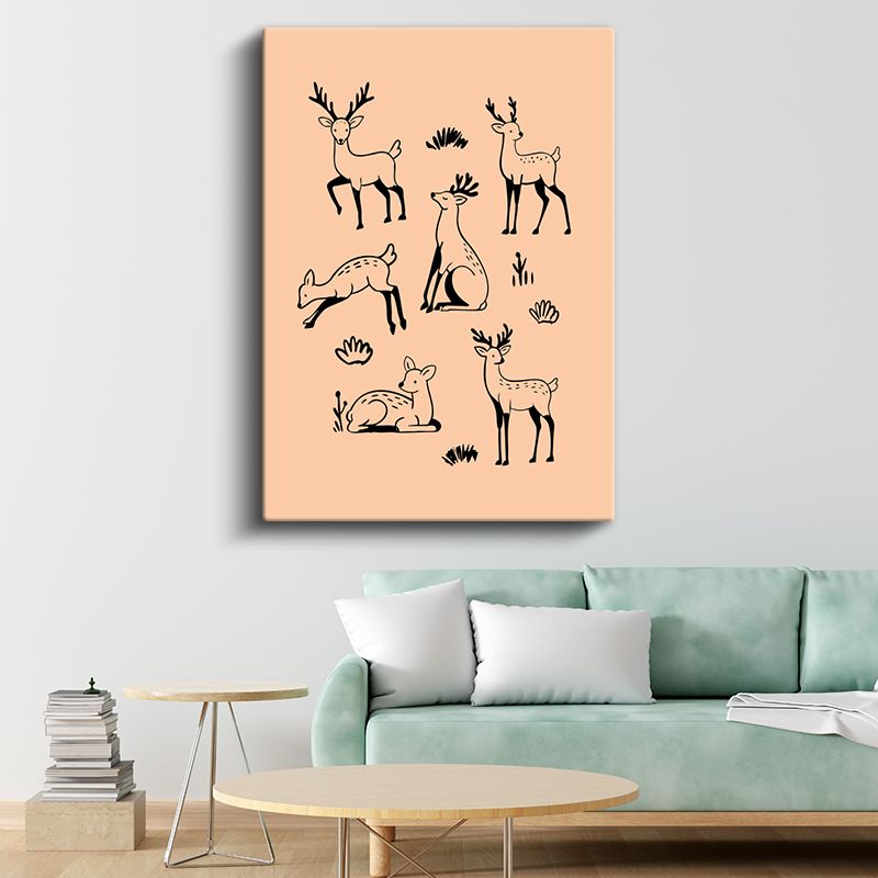 Geyik Ailesi - Zarif Orman Sakinleri Kanvas Tablo
