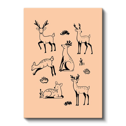 Geyik Ailesi - Zarif Orman Sakinleri Kanvas Tablo