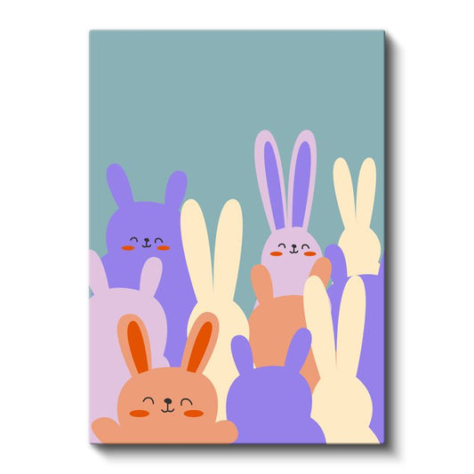 Tavşan Topluluğu - Renkli Dostlar Kanvas Tablo