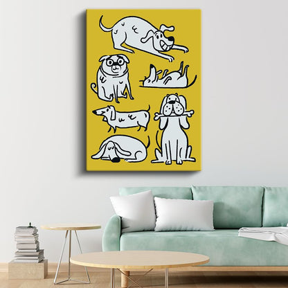 Köpek Dostlar - Eğlenceli Pozlar Kanvas Tablo