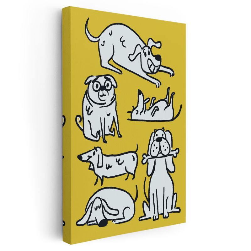 Köpek Dostlar - Eğlenceli Pozlar Kanvas Tablo