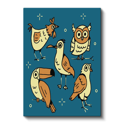 Kuş Çeşitleri - Mavi Gökyüzünün Sevimli Misafirleri Kanvas Tablo