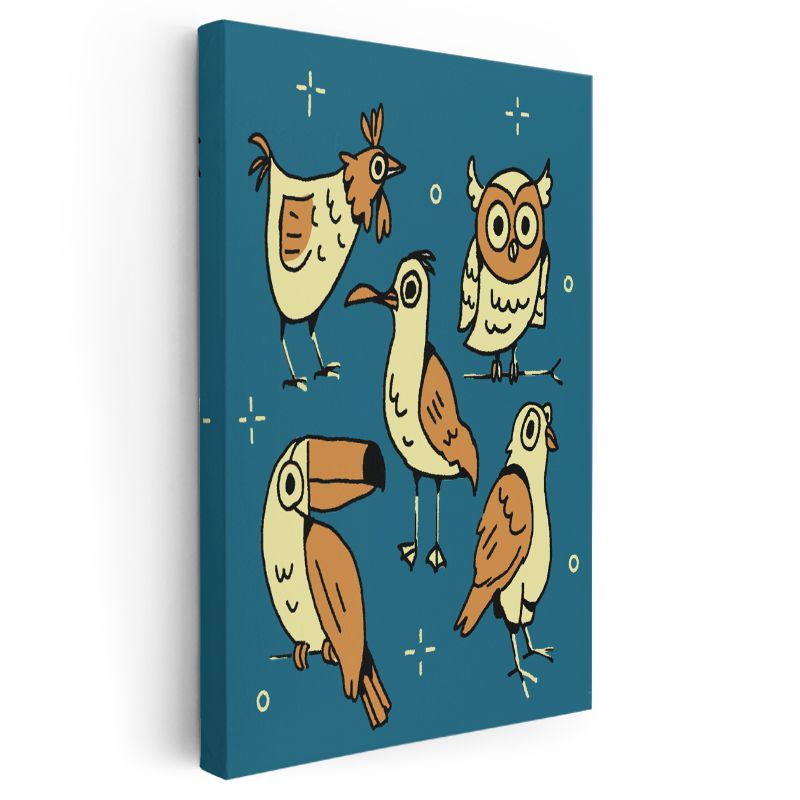 Kuş Çeşitleri - Mavi Gökyüzünün Sevimli Misafirleri Kanvas Tablo