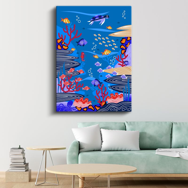 Okyanus Yaşamı - Renkli Balıklar ve Mercanlar Kanvas Tablo