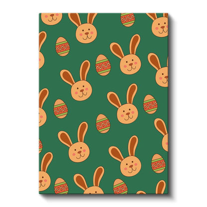 Paskalya Tavşanları - Yeşil Zeminde Neşeli Dostlar Kanvas Tablo