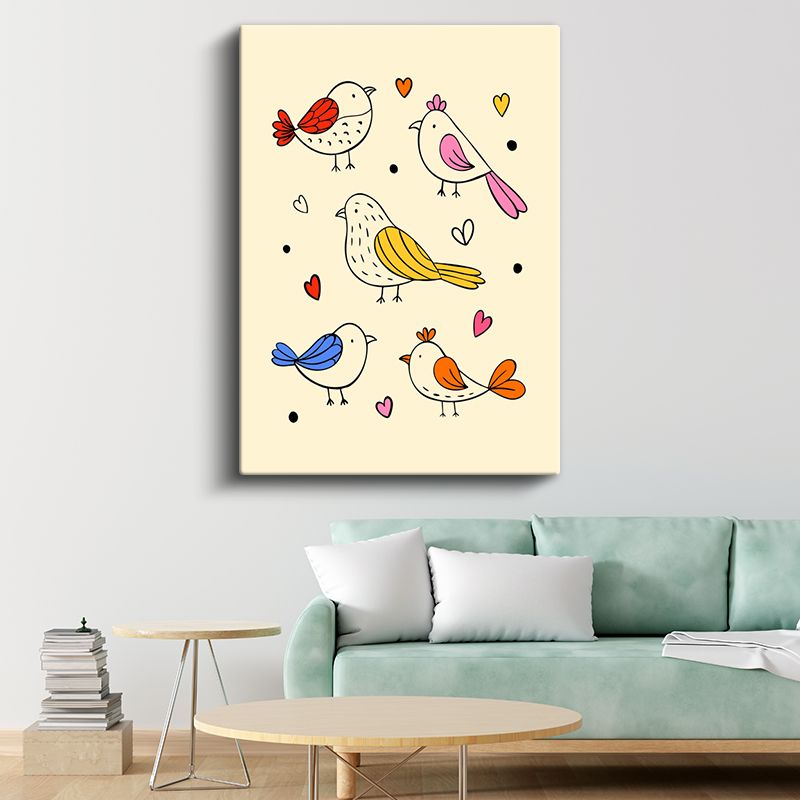 Renkli Kuşlar - Sevgi Dolu Kanatlar Kanvas Tablo