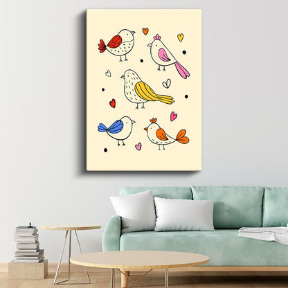 Renkli Kuşlar - Sevgi Dolu Kanatlar Kanvas Tablo
