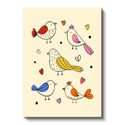 Renkli Kuşlar - Sevgi Dolu Kanatlar Kanvas Tablo