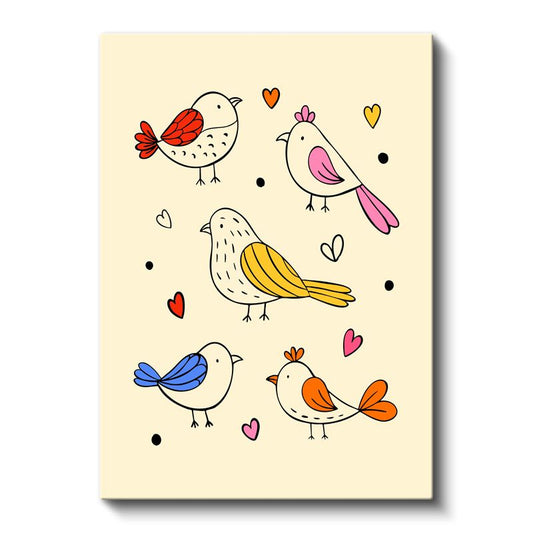 Renkli Kuşlar - Sevgi Dolu Kanatlar Kanvas Tablo