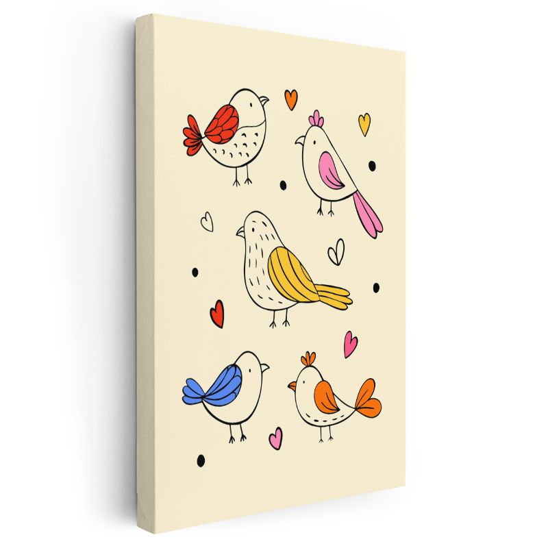 Renkli Kuşlar - Sevgi Dolu Kanatlar Kanvas Tablo