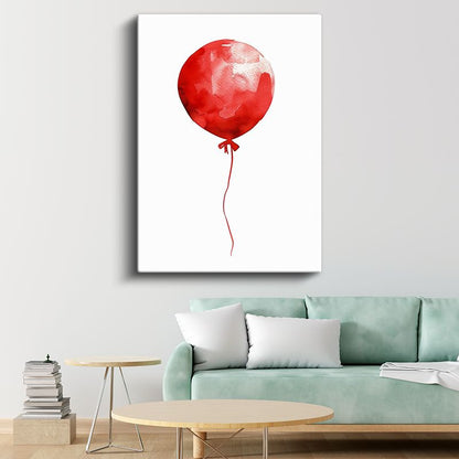 Uçan Balon - Kırmızı Suluboya Efekti Kanvas Tablo