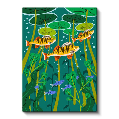 Nilüfer Gölü - Renkli Balıklar ve Su Bitkileri Kanvas Tablo