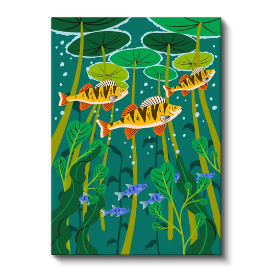 Nilüfer Gölü - Renkli Balıklar ve Su Bitkileri Kanvas Tablo