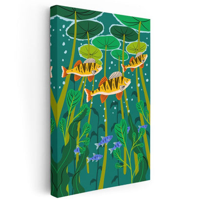 Nilüfer Gölü - Renkli Balıklar ve Su Bitkileri Kanvas Tablo