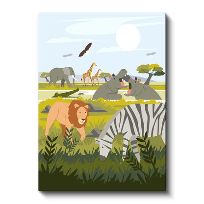Safari Manzarası - Afrika Hayvanları Macerası Kanvas Tablo