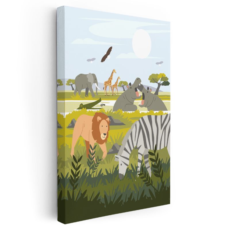 Safari Manzarası - Afrika Hayvanları Macerası Kanvas Tablo