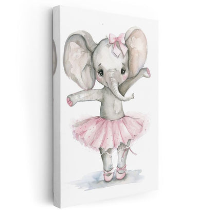 Balerin Fil - Pembe Tutu Etekli Sevimli Dansçı Kanvas Tablo