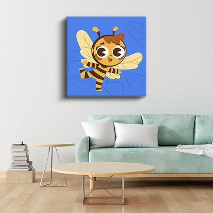 Neşeli Arı - Mavi Gökyüzünde Uçuş Kanvas Tablo