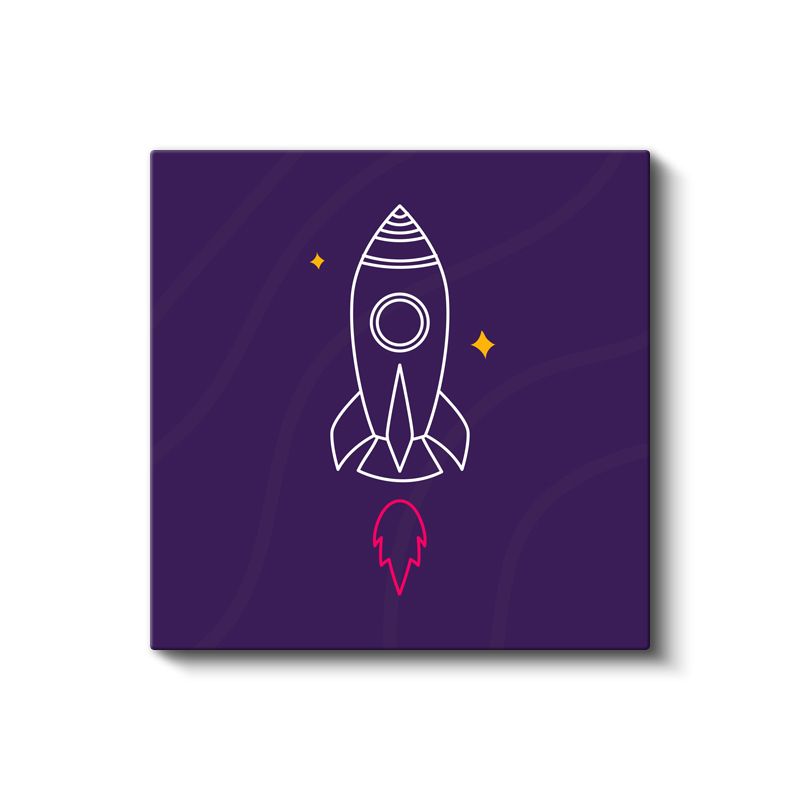 Uzay Roketi - Mor Gökyüzünde Yolculuk Kanvas Tablo
