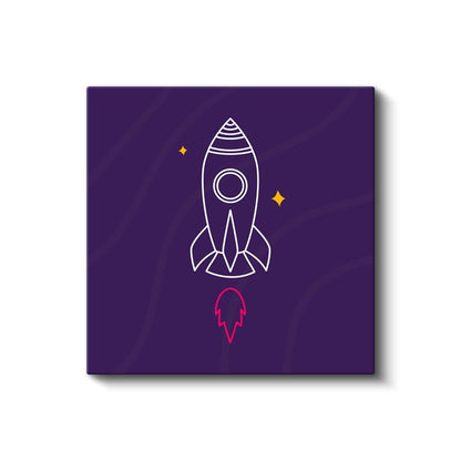 Uzay Roketi - Mor Gökyüzünde Yolculuk Kanvas Tablo