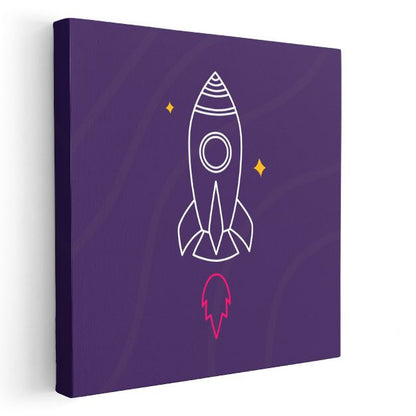 Uzay Roketi - Mor Gökyüzünde Yolculuk Kanvas Tablo