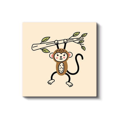 Ağaç Dalında Maymun - Sevimli Orman Sakini Kanvas Tablo