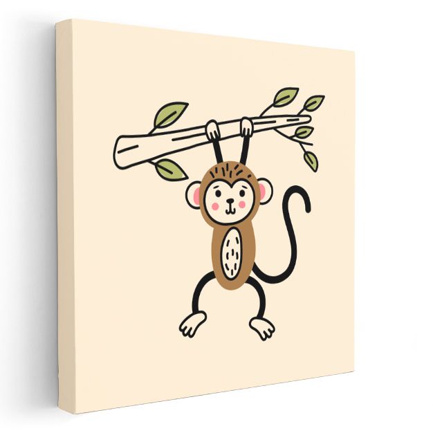 Ağaç Dalında Maymun - Sevimli Orman Sakini Kanvas Tablo