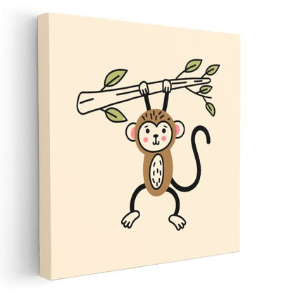 Ağaç Dalında Maymun - Sevimli Orman Sakini Kanvas Tablo