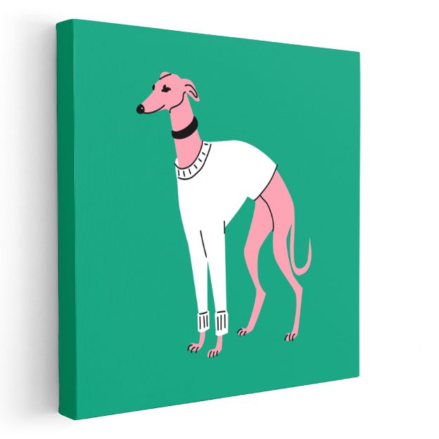 Pembe Tazı - Zarif Dostumuz Kanvas Tablo