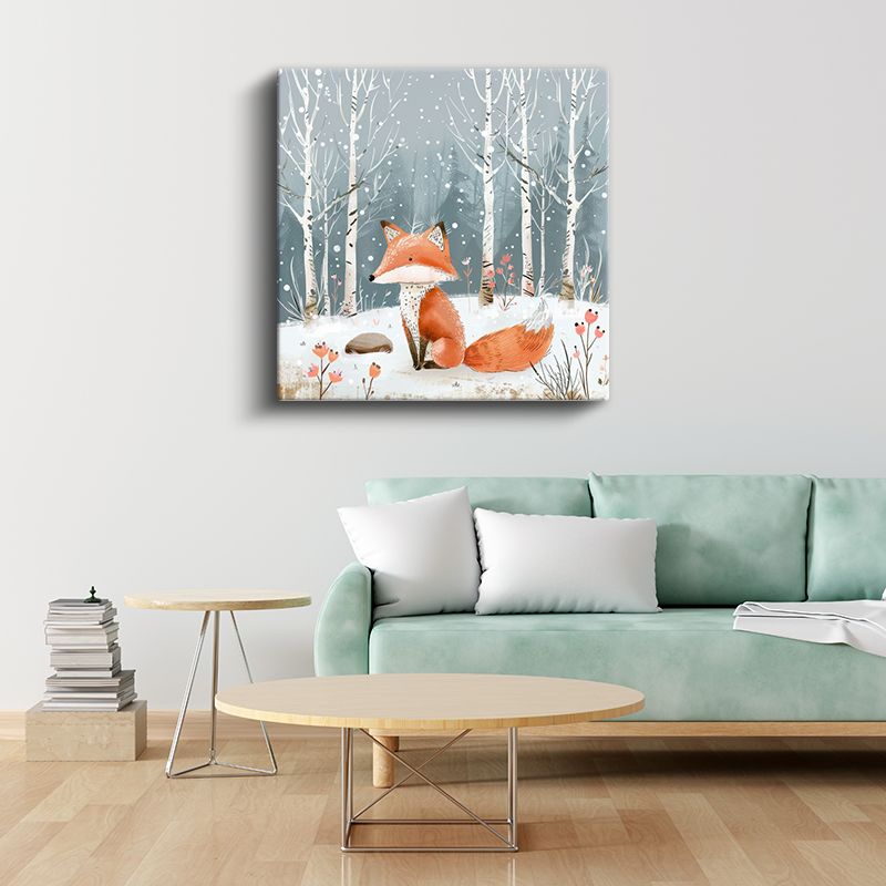 Kış Tilkisi - Karlı Orman Manzarası Kanvas Tablo