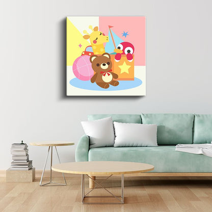 Oyuncak Dostlar - Renkli Çocuk Dünyası Kanvas Tablo