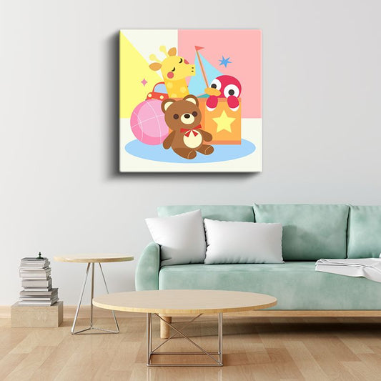 Oyuncak Dostlar - Renkli Çocuk Dünyası Kanvas Tablo
