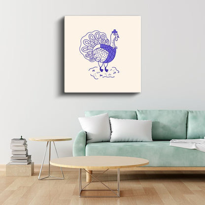 Mor Hindi - Şapkalı Çiftlik Hayvanı Kanvas Tablo