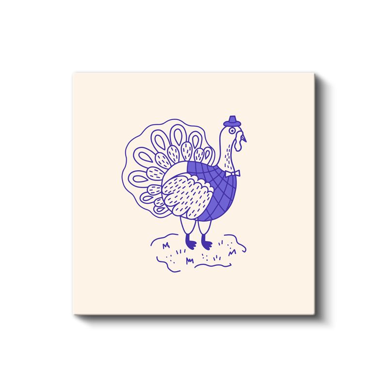 Mor Hindi - Şapkalı Çiftlik Hayvanı Kanvas Tablo