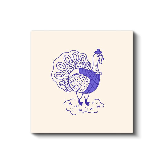 Mor Hindi - Şapkalı Çiftlik Hayvanı Kanvas Tablo