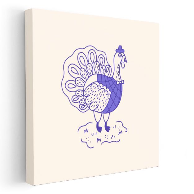 Mor Hindi - Şapkalı Çiftlik Hayvanı Kanvas Tablo