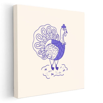 Mor Hindi - Şapkalı Çiftlik Hayvanı Kanvas Tablo