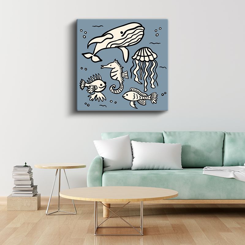 Deniz Dostları - Balina ve Denizatı Macerası Kanvas Tablo